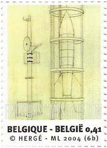 FindYourStampsValue: Tintin and the Moon: Technical sketch of rockets for “Destination Moon”