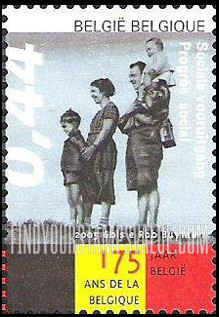 FindYourStampsValue: Belgian Independence, 175th Anniversary, History of Belgium: Family (Social progress)