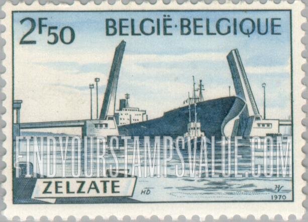 FindYourStampsValue: Ship in Ghent Terneuzen Lock, Zelzate