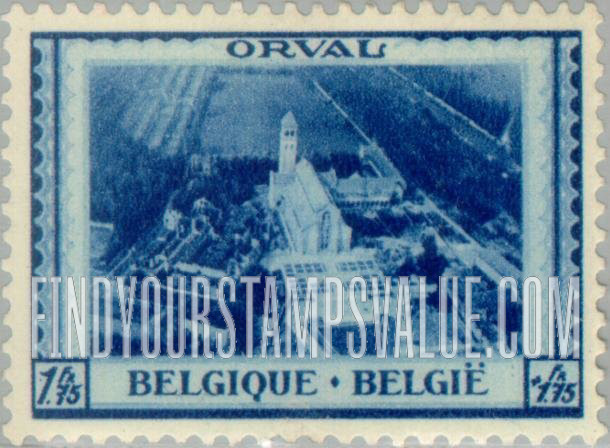 FindYourStampsValue: Semi-Postal: Orval Abbey, Aerial View