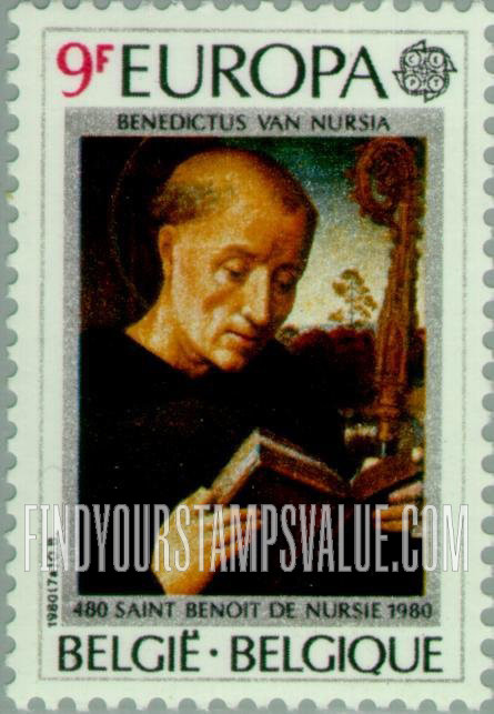 FindYourStampsValue: Europa: St. Benedict, by Hans Memling