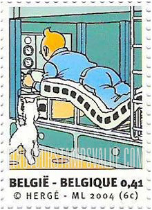 FindYourStampsValue: Tintin and the Moon: Tintin on spacecraft mattress, from “Destination Moon”