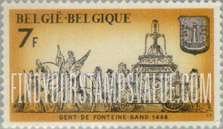 FindYourStampsValue: Fountain, Ghent (procession symbolic of Chamber of Rhetoric)