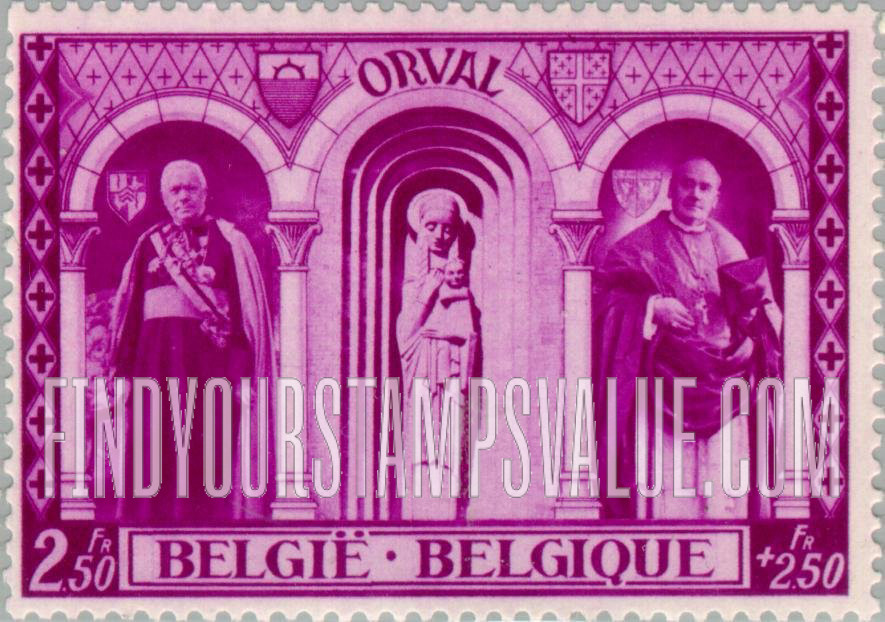FindYourStampsValue: Semi-Postal: Bishop Heylen of Namur, Madonna and Abbot General Smets of the Trappists