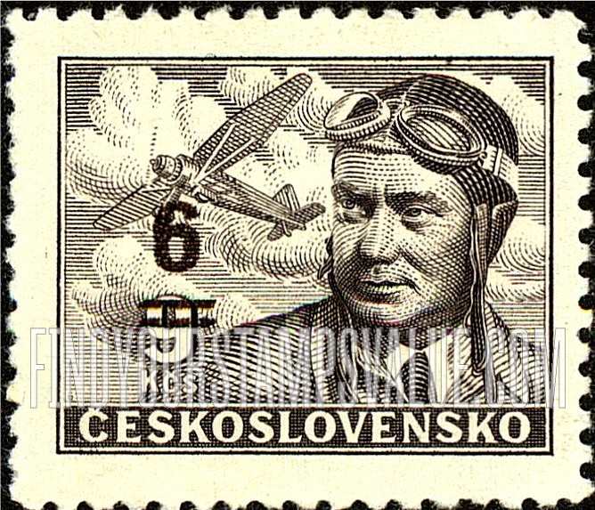 FindYourStampsValue: AIR POST STAMPS - Captain Frantisek Novak: Surcharged with New Value and Bars in Various Colors