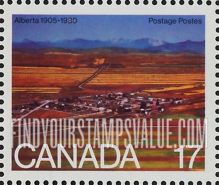 FindYourStampsValue: Strip mining and town, Alberta