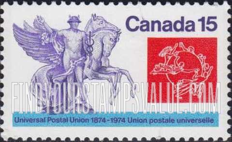 FindYourStampsValue: Mercury with Winged Horses, UPU Emblem