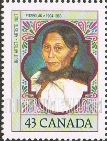 FindYourStampsValue: Pitseolak Ashoona (c. 1904-83), Inuit graphic artist.