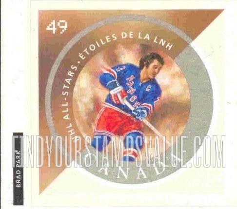 FindYourStampsValue: National Hockey League Stars: Brad Park (brown background)