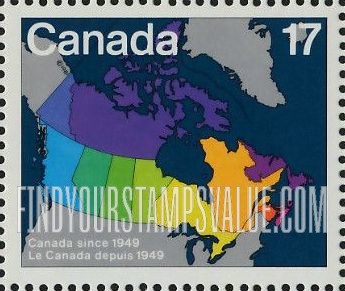 FindYourStampsValue: Map of Canada Showing Provincial Boundaries, 1949