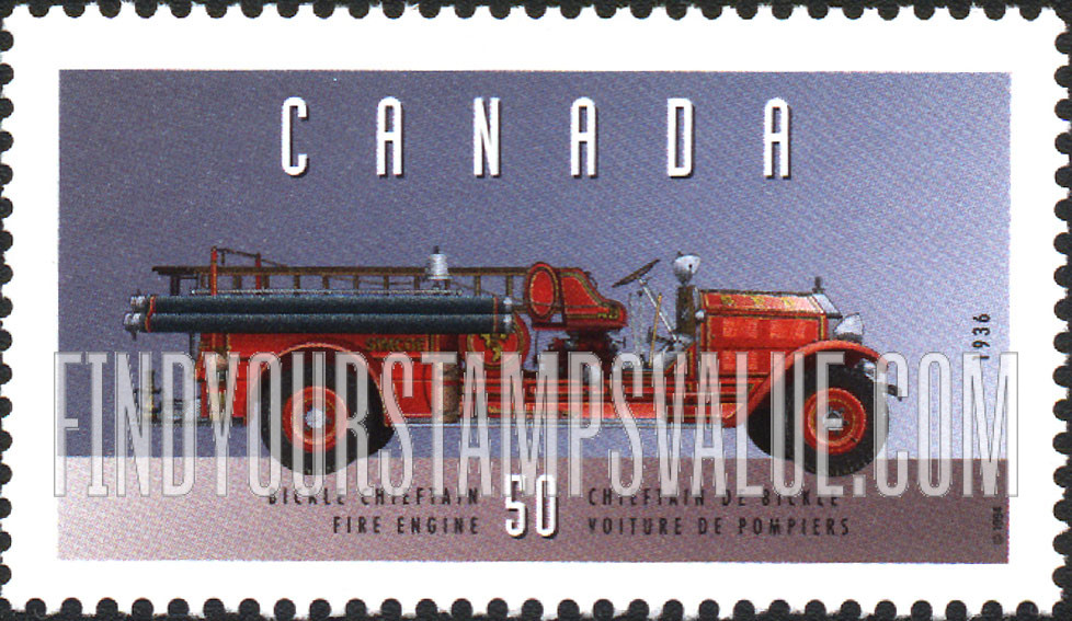 FindYourStampsValue: Historic Vehicles Type of 1993: 1936 Bickle Chieftain Fire Engine.
