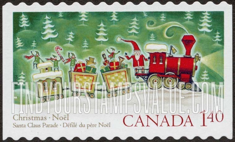 FindYourStampsValue: Christmas: Santa Claus and Train