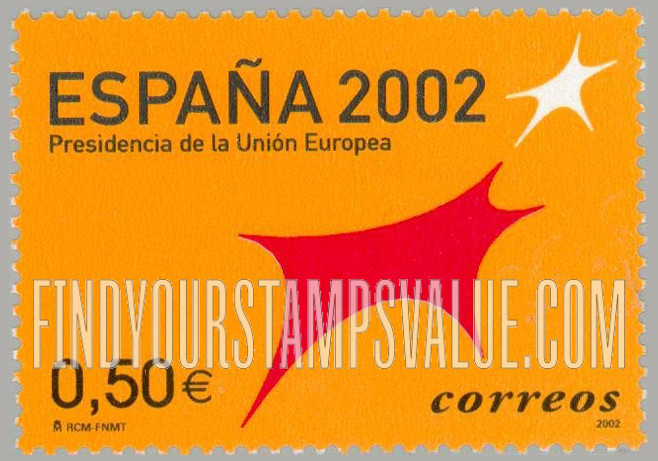 FindYourStampsValue: Spain’s Presidency of European Union: Color of star at UR White