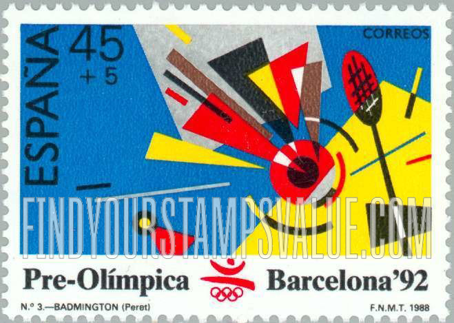 FindYourStampsValue: Semi-Postal: 1992 Summer Olympics, Barcelona, Badminton