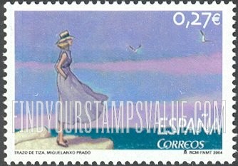 FindYourStampsValue: School Letter Writing Campaign. Scenes from comic strip Trazo de Tiza, by Miguelanxo Prado: Woman on cliff