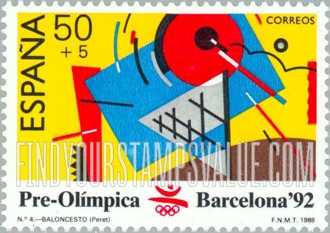 FindYourStampsValue: Semi-Postal: 1992 Summer Olympics, Barcelona, Basketball
