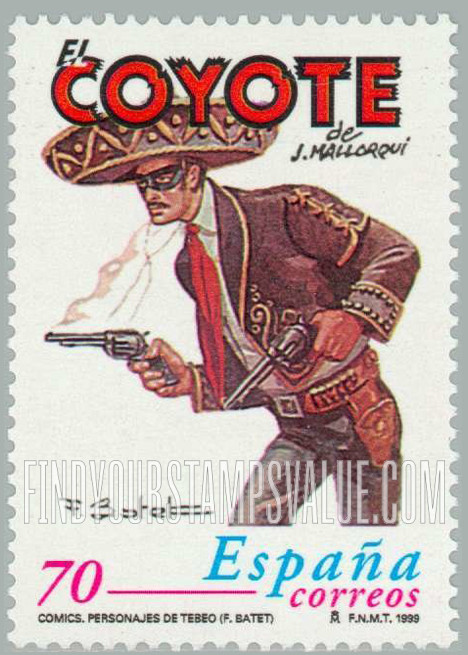 FindYourStampsValue: Comic Book Character Type: El Coyote, by José Mallorquí Figuerola