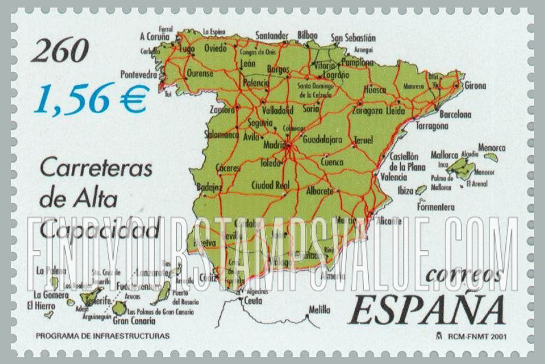 FindYourStampsValue: Ministry of Development, 150th Anniversary: Map showing Highways