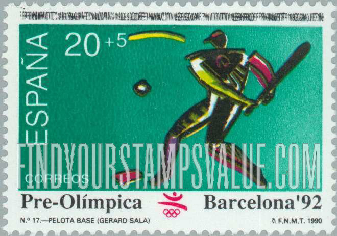 FindYourStampsValue: Semi-Postal: 1992 Summer Olympics, Barcelona, Baseball