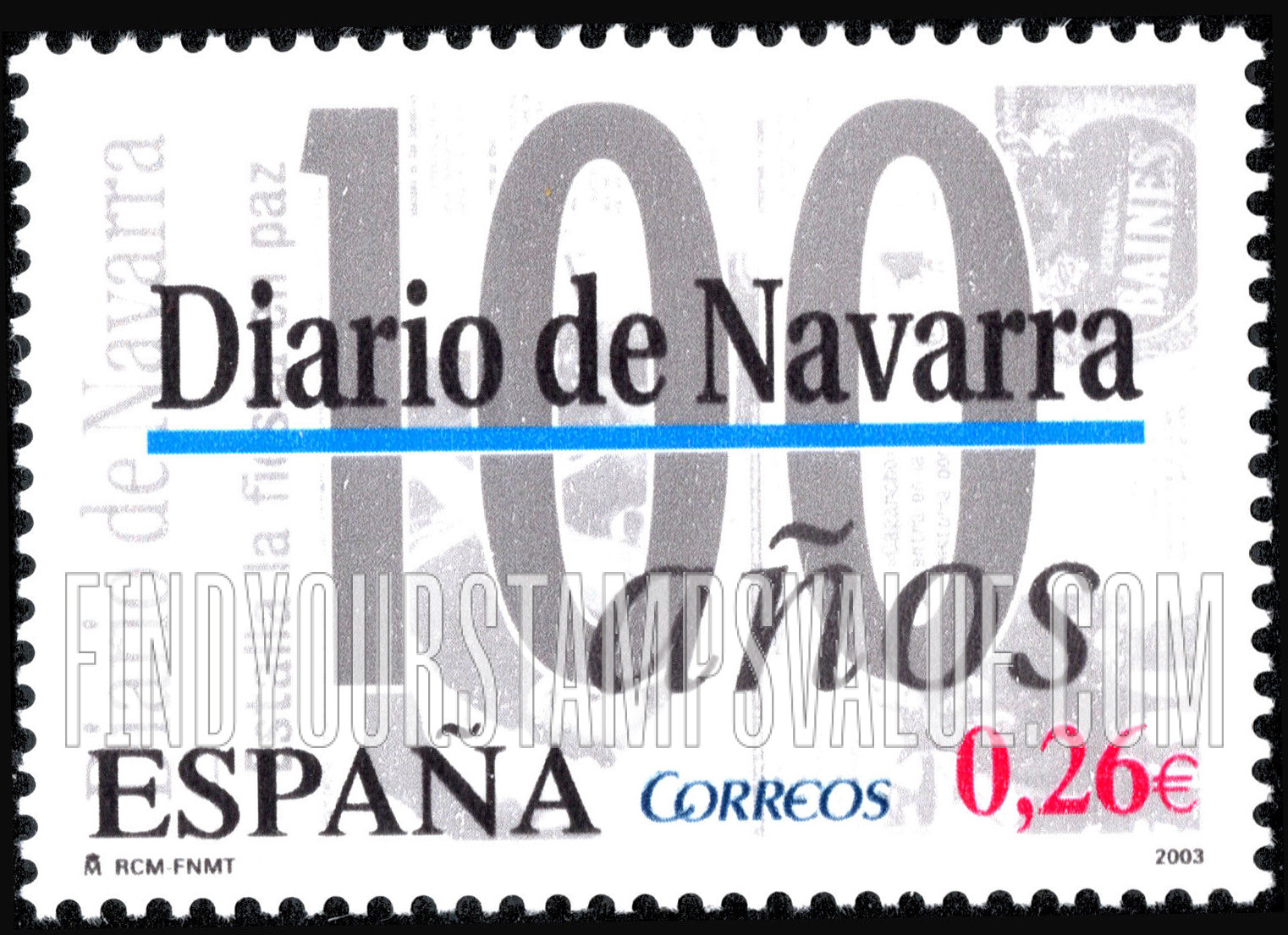 FindYourStampsValue: Diario de Navarra Newspaper, Centenary