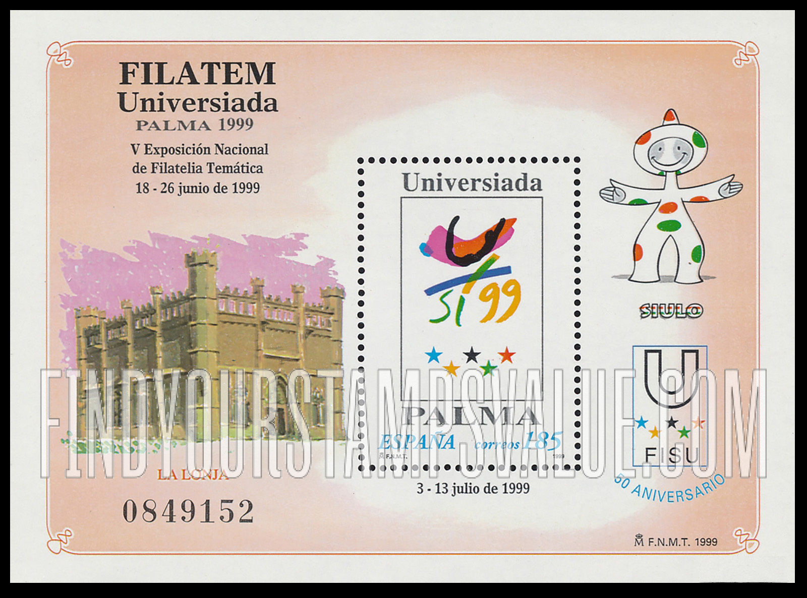 FindYourStampsValue: Palma ’99, National Topical Philatelic Exhibition: Illustration reduced