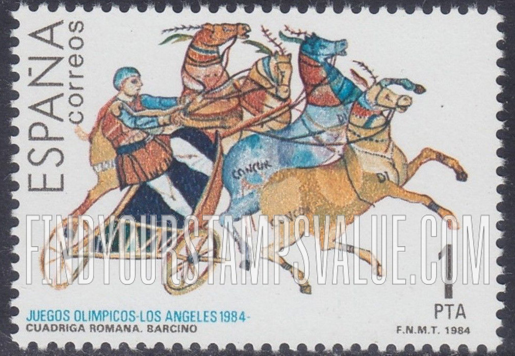 FindYourStampsValue: 1984 Summer Olympics, Greek or Roman sculptures: Chariot race