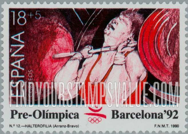 FindYourStampsValue: Semi-Postal: 1992 Summer Olympics, Barcelona, Weight lifting