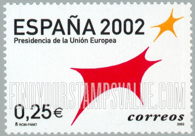 FindYourStampsValue: Spain’s Presidency of European Union: Color of star at UR Orange