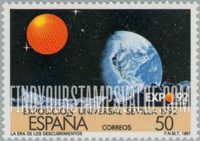 FindYourStampsValue: EXPO ’92, Seville: Earth, Moon’s surface