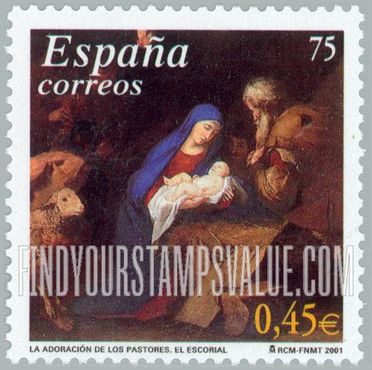 FindYourStampsValue: Christmas: Adoration of the Shepherds, by José Ribera