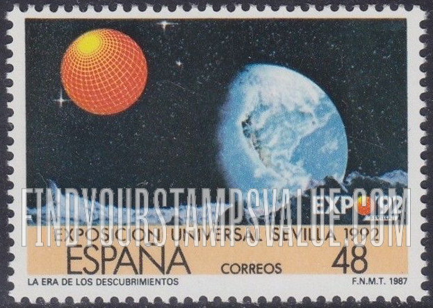 FindYourStampsValue: EXPO ’92, Seville: Earth, Moon’s surface