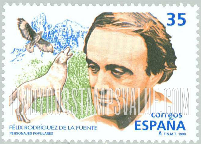 FindYourStampsValue: Popular Personalities: Félix Rodríguez de la Fuente (b. 1928), wildlife activist