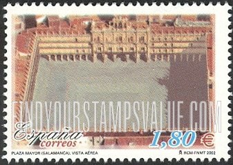 FindYourStampsValue: Exfilna 2002 National Philatelic Exhibition, Salamanca: Plaza Mayor, Salamanca Aerial view