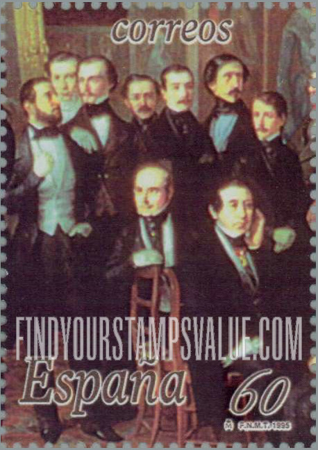 FindYourStampsValue: The Contemporary Poets, by Antonio Maria Esquivel (1806-57): Illustration reduced