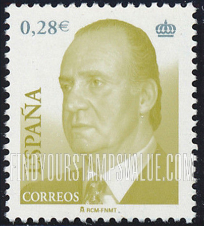 FindYourStampsValue: King Juan Carlos Type of 2001 With Euro Denominations Only