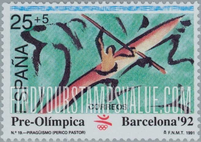 FindYourStampsValue: Semi-Postal: 1992 Summer Olympics, Barcelona, Kayaking