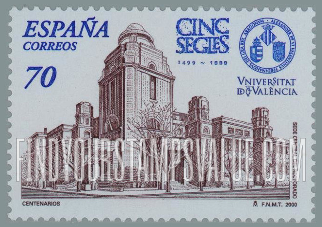 FindYourStampsValue: University Anniversaries: Valencia, 500th anniversary ( in 1999)