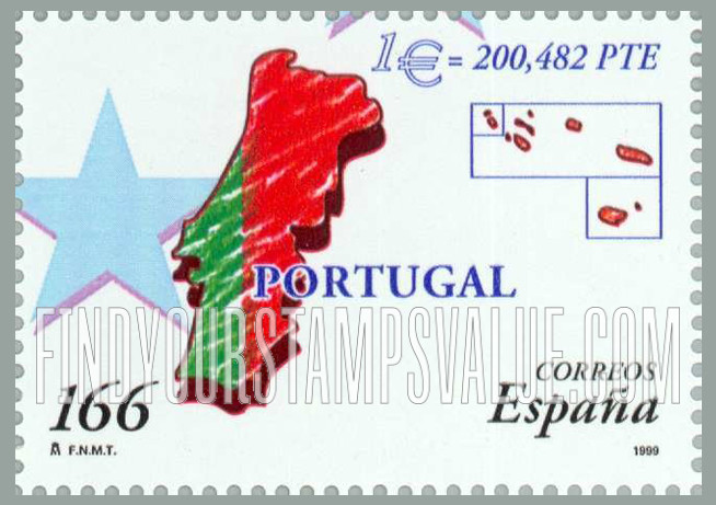 FindYourStampsValue: Introduction of the Euro: Map Portugal