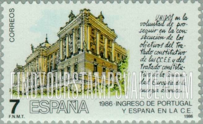 FindYourStampsValue: Government Palace, Madrid, and Accession Agreement Text