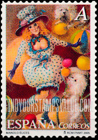 FindYourStampsValue: Paintings of Circus Performers by Manolo Elices