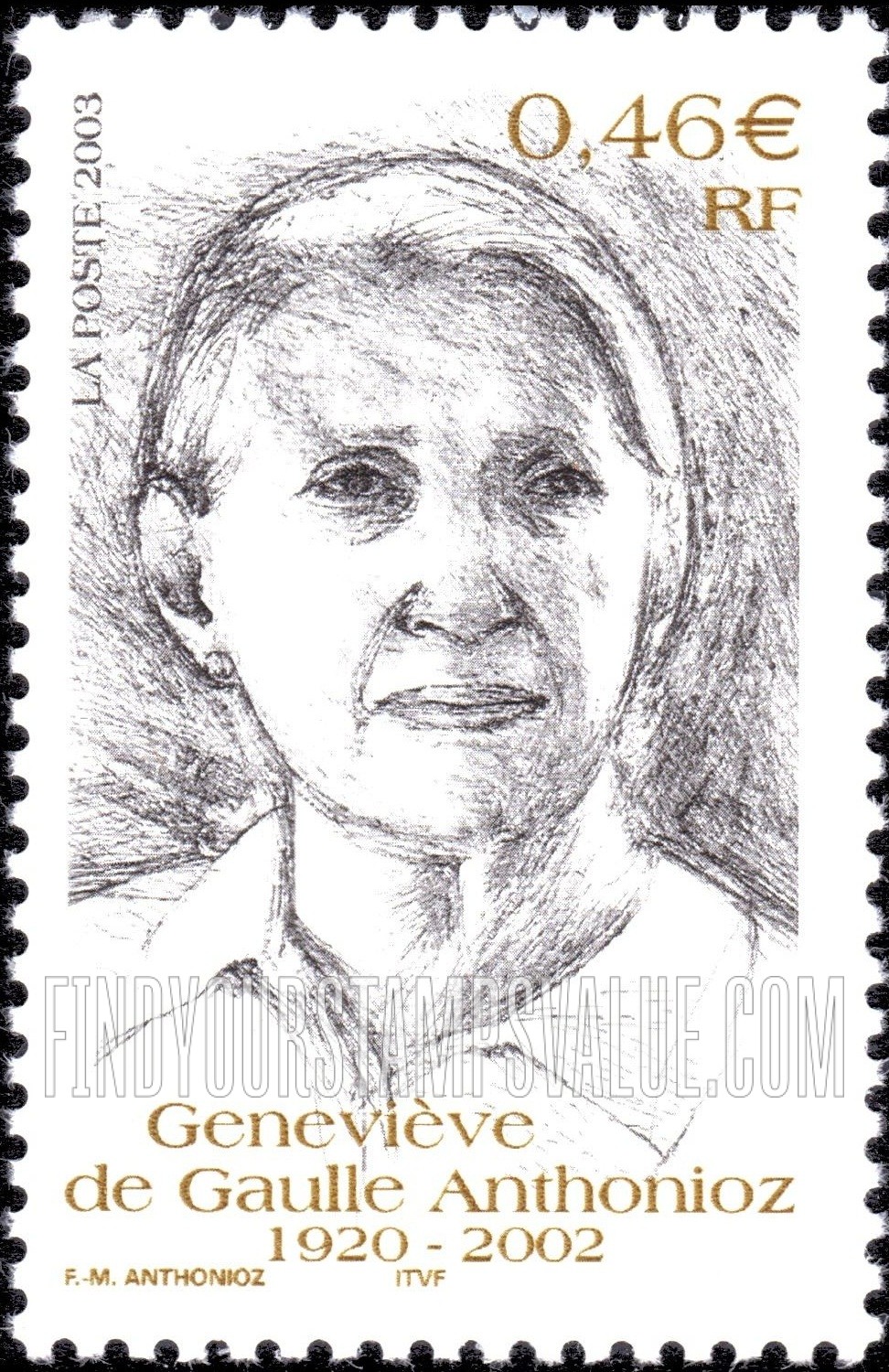 FindYourStampsValue: Geneviève de Gaulle Anthonioz (1920-2002), World War II Resistance Fighter
