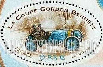 FindYourStampsValue: Gordon Bennett Cup, Centennial: La Coupe Gordon Bennett (Car Nomber 1 facing right)