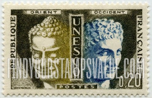 FindYourStampsValue: FOR THE UNITED NATIONS EDUCATIONAL, SCIENTIFIC AND CULTURAL ORGANIZATION - Khmer Buddha and Hermes by Praxiteles
