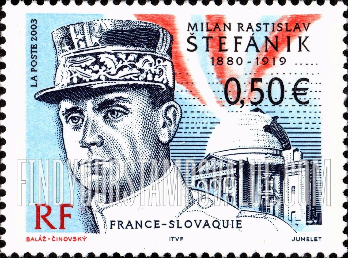 FindYourStampsValue: Milan Stefanik (1880-1919), Czechoslovakian General