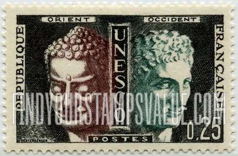 FindYourStampsValue: FOR THE UNITED NATIONS EDUCATIONAL, SCIENTIFIC AND CULTURAL ORGANIZATION - Khmer Buddha and Hermes by Praxiteles