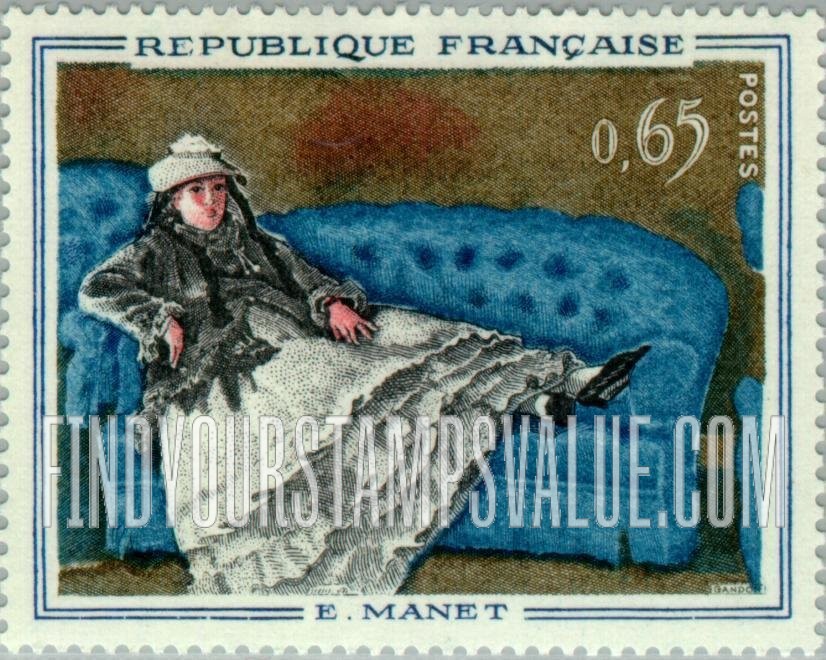 FindYourStampsValue: “Madame Manet on Blue Sofa,” by Edouard Manet