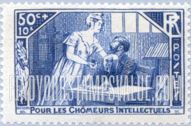 FindYourStampsValue: SEMI-POSTAL - “France” Giving Aid to an Intellectual