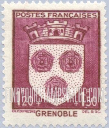 FindYourStampsValue: SEMI-POSTAL - Arms of Various Cities: Grenoble