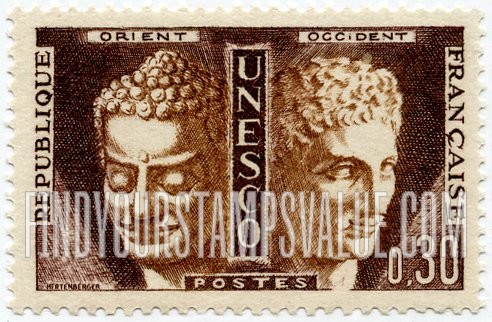 FindYourStampsValue: FOR THE UNITED NATIONS EDUCATIONAL, SCIENTIFIC AND CULTURAL ORGANIZATION - Khmer Buddha and Hermes by Praxiteles