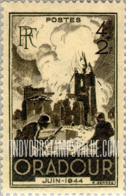 FindYourStampsValue: SEMI-POSTAL - Burning of Oradour Church